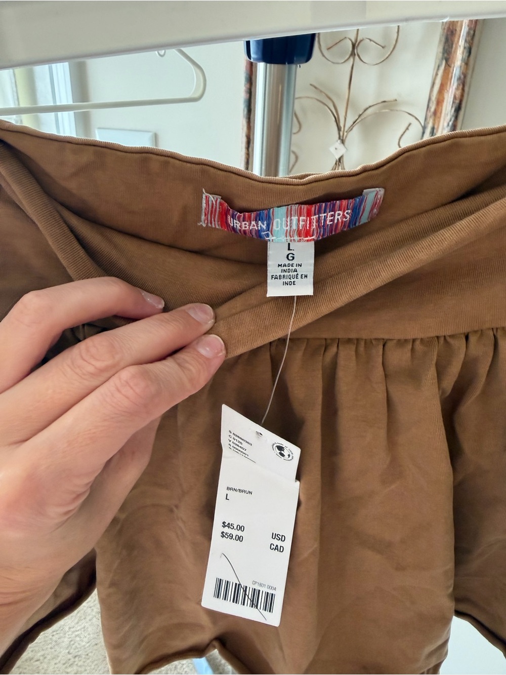 Urban Outfitters Tan A-Line Gathered-Waist Skirt with Shorts